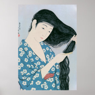 Póster Ukiyoe [Goyo] Peinado de pelo (XL)