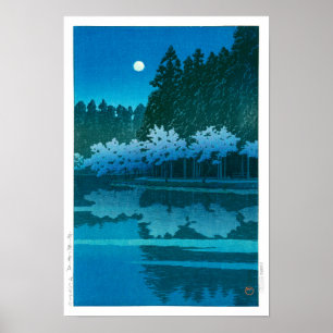 Póster ukiyoe - hasui - 19 Noche de primavera en Inokashi