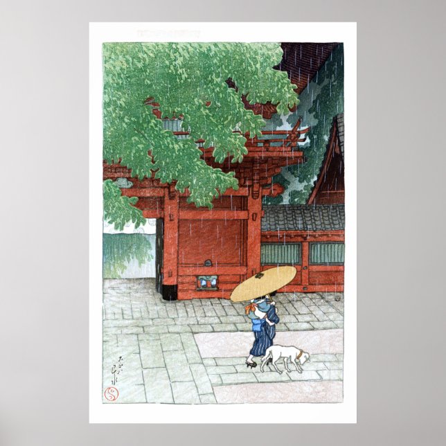 Póster ukiyoe - hasui - C06 - Sanno Shrine en Sum Tempran (Frente)