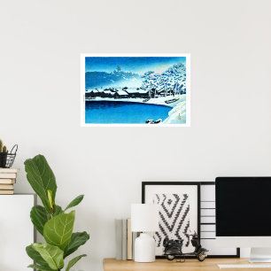 Póster ukiyoe [hasui] C28 Amanecer nevado en el puerto de