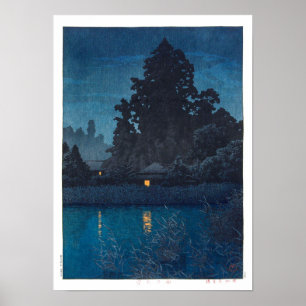 Póster ukiyoe - hasui - m03 - Omiya bajo la lluvia - 