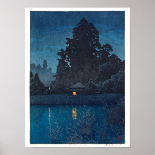 Póster ukiyoe - hasui - m03 - Omiya bajo la lluvia -