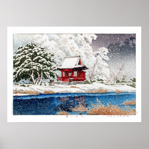 Póster ukiyoe - hasui - m06 - Nieve en la entrada del san