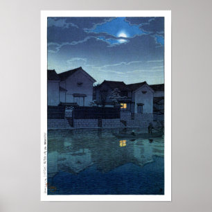 Póster ukiyoe hasui n07 Matsue, Izumo (luna oscura)