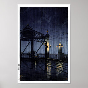 Póster ukiyoe Hasui n13 Puente Shin Ohashi
