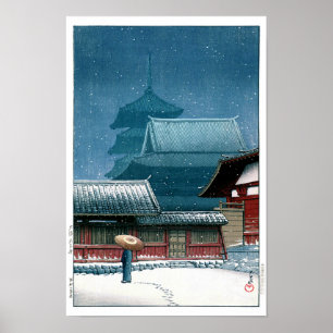 Póster ukiyoe - hasui - N.º 31 Templo Tennoji en Osaka -