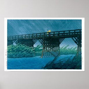 Póster ukiyoe - hasui - N.º 35 Chubasco al anochecer en e