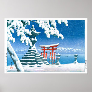 Póster ukiyoe - hasui - N.º 4 Nieve en Itsukushima -