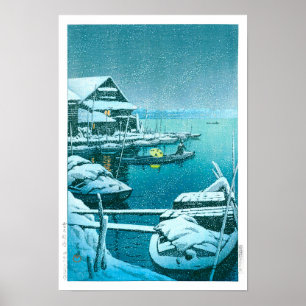 Póster ukiyoe - hasui - Nieve No. 27 en Mukōjima -
