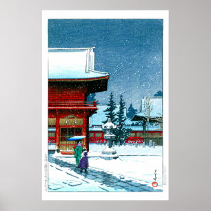 Póster ukiyoe - hasui - Nieve No.43 en el santuario de Ne