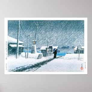 Póster ukiyoe - hasui - Nieve número 3 en Tsukishima -