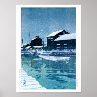 ukiyoe - hasui - Nieve número 40 en Kiba -