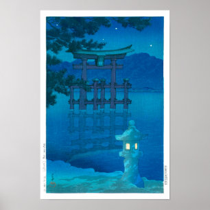 Póster ukiyoe - hasui - Noche estrellada Nº 10 (Miyagima)