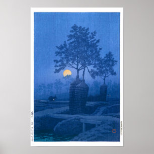 Póster ukiyoe - hasui - Noche iluminada por la luna númer