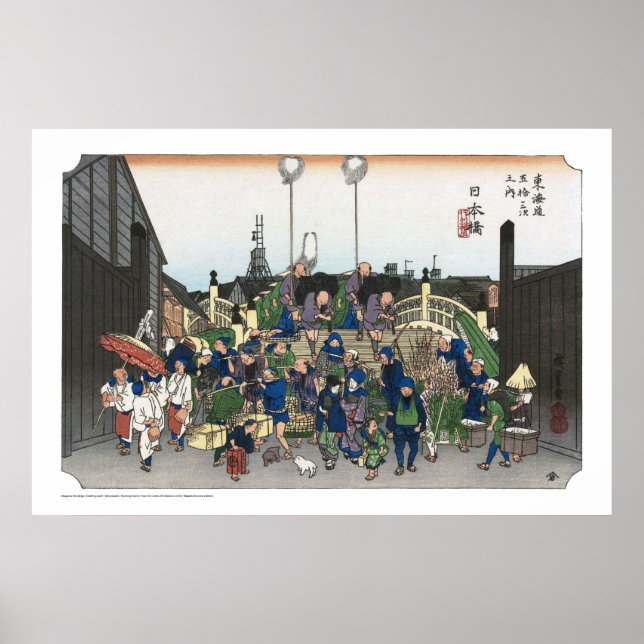 Póster ukiyoe - Hiroshige - No.00-2 Nihonbashi - (Frente)