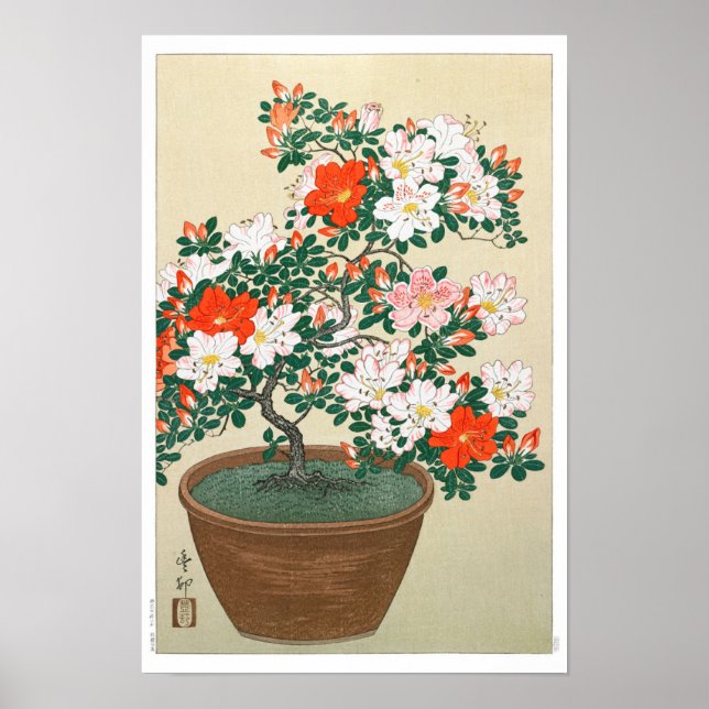 Póster Ukiyoe [Koson] Azalea en Pot (XS) (Frente)
