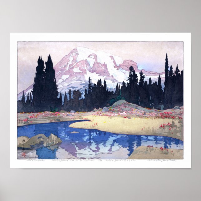 Póster ukiyoe - Yoshida - 07 - Mount Rainier - (Frente)