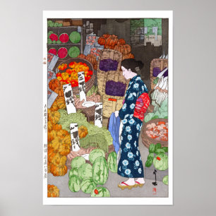 Póster ukiyoe - Yoshida - 16 - Greengrocería honesta, Nez