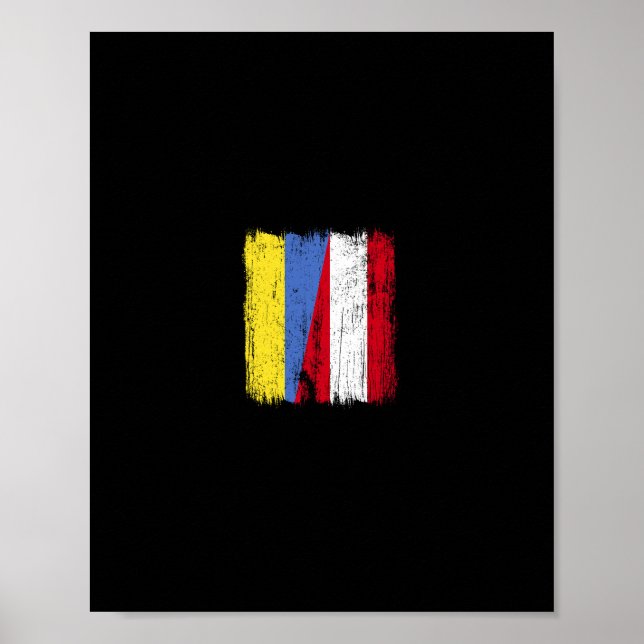 Póster Ukraine Austria Half Flag Ukrainian Austrian Herit (Frente)