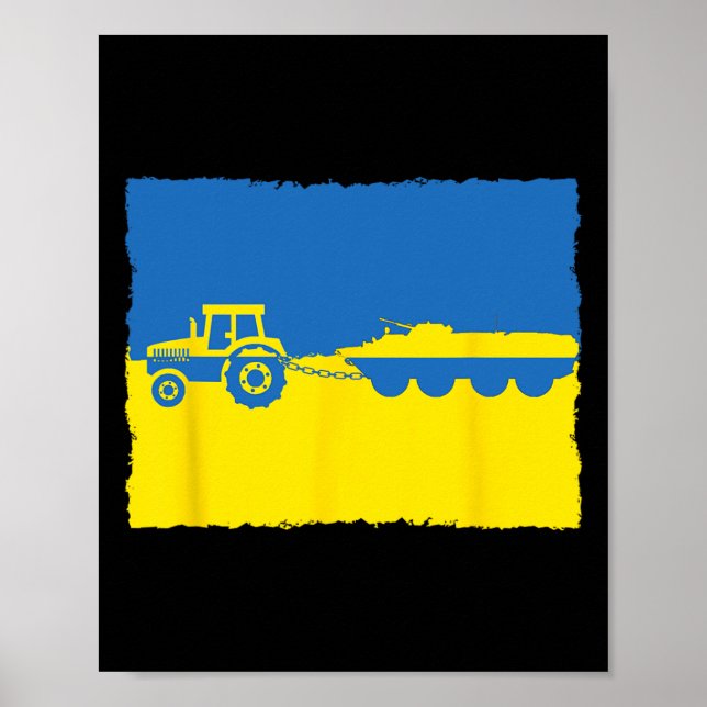 Póster Ukraine Farmer Tractor Stealing A Russian Tank Fun (Frente)