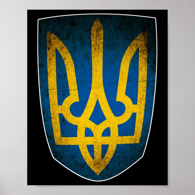 Póster Ukraine Flag And Trident Ukrainian 1  (Frente)