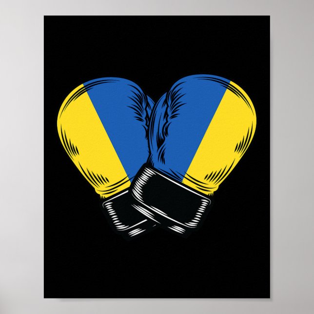 Póster Ukraine Flag Boxing Boxer Ukrainian Flag  (Frente)