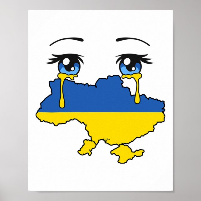Póster Ukraine Flag Crying Tears For Ukraine  (Frente)