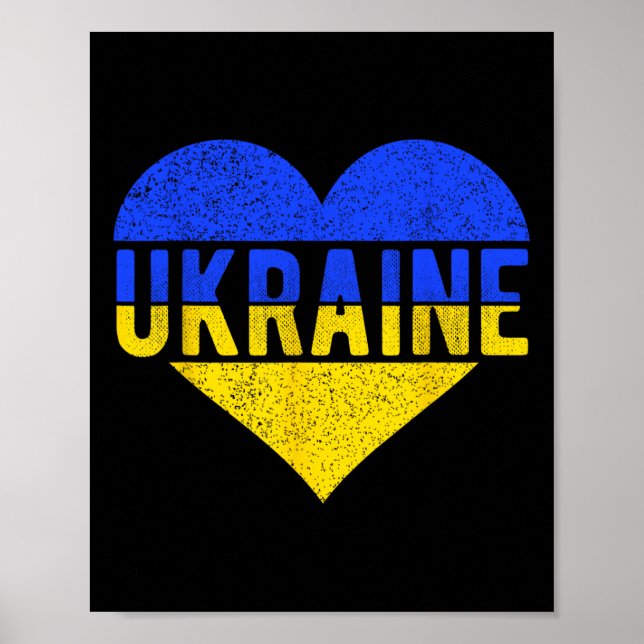 Póster Ukraine Flag Design - Heart  (Frente)