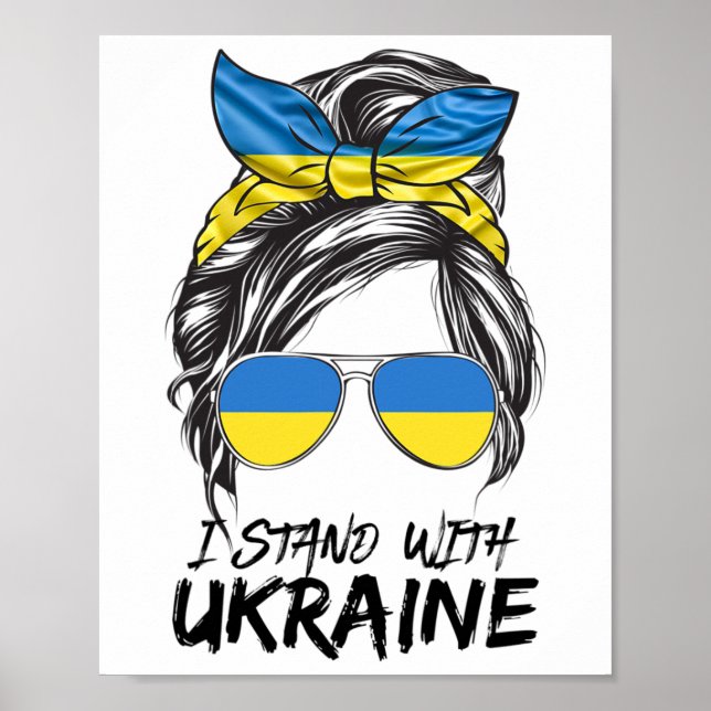 Póster Ukraine Girl Ukrainian Girl Flag Messy Bun Ukraine (Frente)