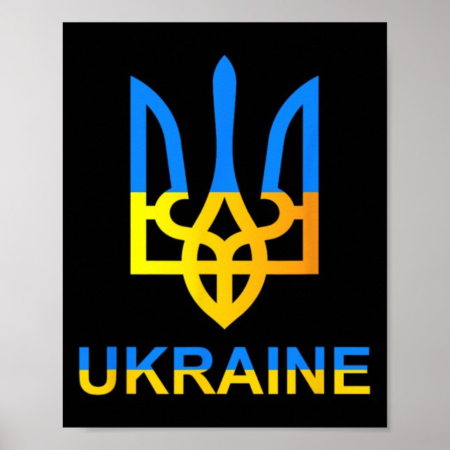 Póster Ukraine Tryzub Trident Bold Modern Flag Style Grap (Frente)