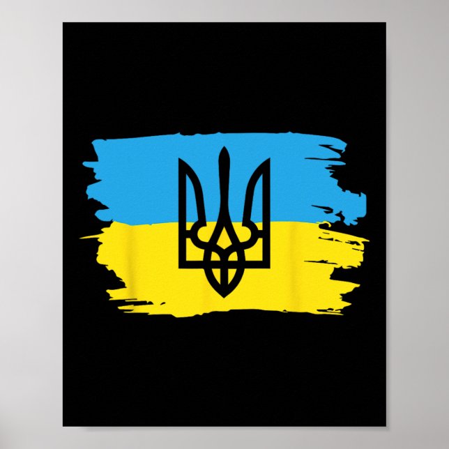 Póster Ukraine Ukrainian Kiew Trysub Flag 17  (Frente)