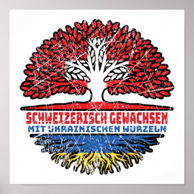 Póster Ukraine Ukrainisch Schweizer Schweiz Baum Wurzel (Frente)