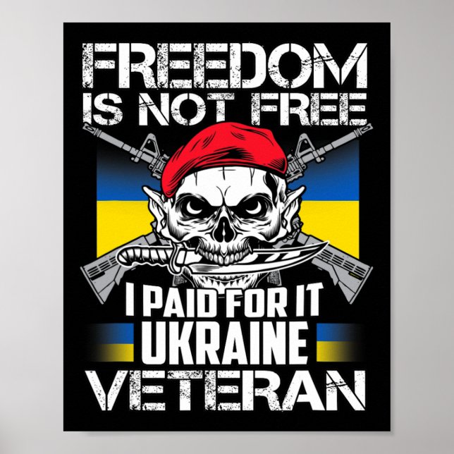 Póster Ukraine Veteran Support Ukraine Map Flag Pride Blu (Frente)