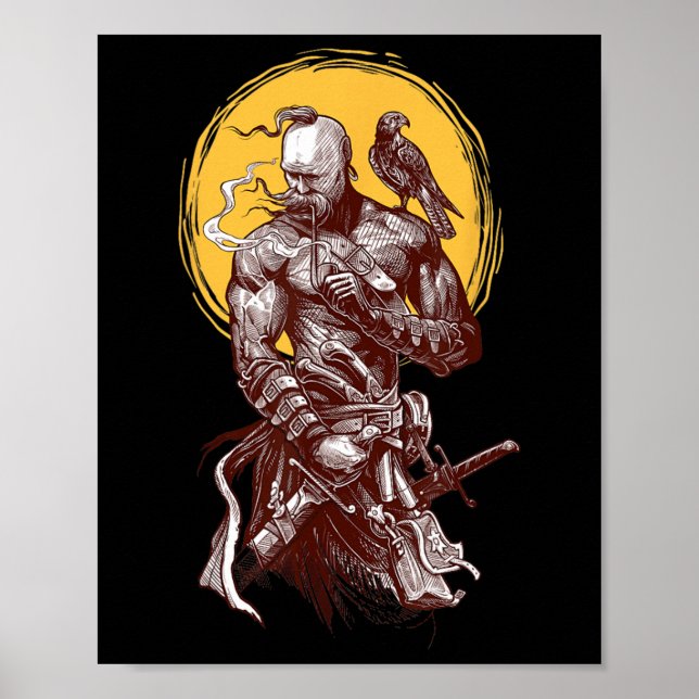 Póster Ukrainian Cossack Warrior Holding Sword Fighting F (Frente)