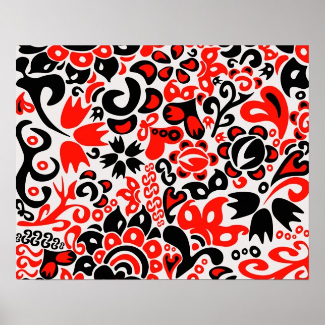 Póster Ukrainian ethnic folk art floral pattern absrtact  (Frente)