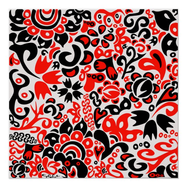 Póster Ukrainian ethnic folk art floral pattern absrtact  (Anverso)
