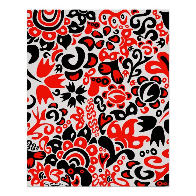 Póster Ukrainian ethnic folk art floral pattern absrtact  (Anverso)