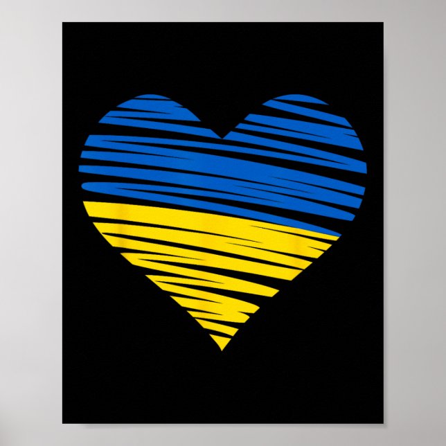 Póster Ukrainian Heart Flag Colors Blue Yellow Ukraine Pe (Frente)