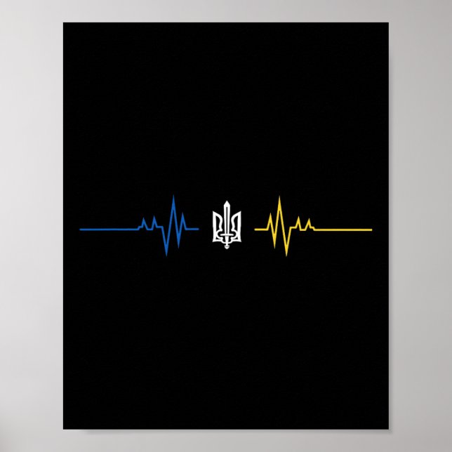 Póster Ukrainian Tryzub Symbol With Sword - Ukraine Tride (Frente)