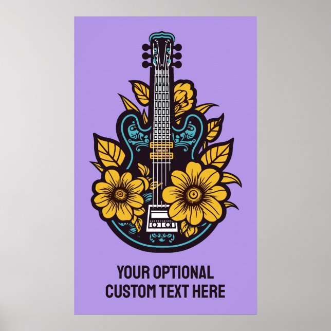 Póster Ukulele de color y texto personalizado (Frente)