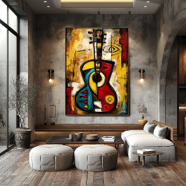 Póster Ukulele expresionista abstracto – Moderno simbólic
