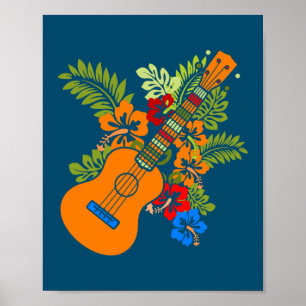 Póster Ukulele Guitar Hawaii Music Plants Nature Uke