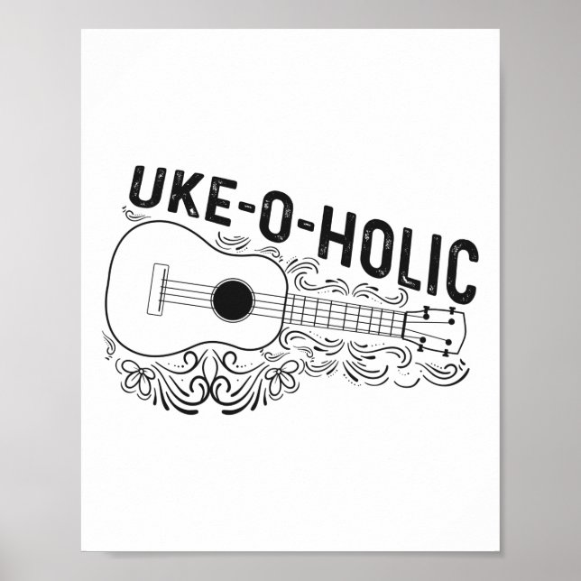 Póster Ukulele hawaiano Uke Uke-o-holic (Frente)