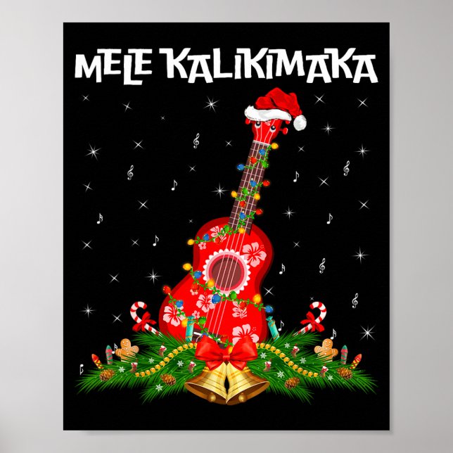 Póster Ukulele Hawaiian Mele Kalikimaka Ukulele Guitar Ch (Frente)