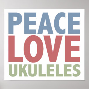 Póster Ukuleles del amor de la paz