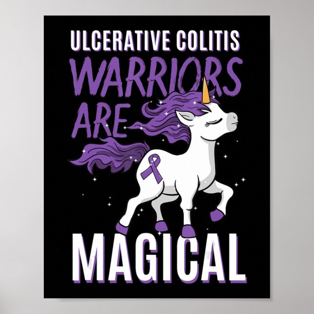 Póster Ulcerative Colitis Awareness IBD Unicorn Purple Ri (Frente)