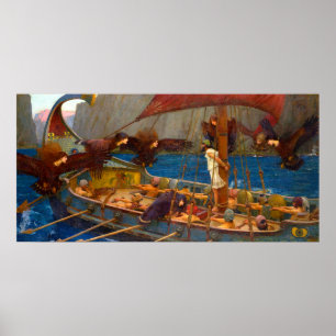 Póster Ulises y las Sirenas por John William Waterhouse