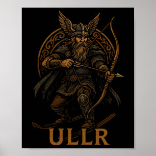 Póster Ullr Dios Nórdico del Tiro con Arco y Esquí