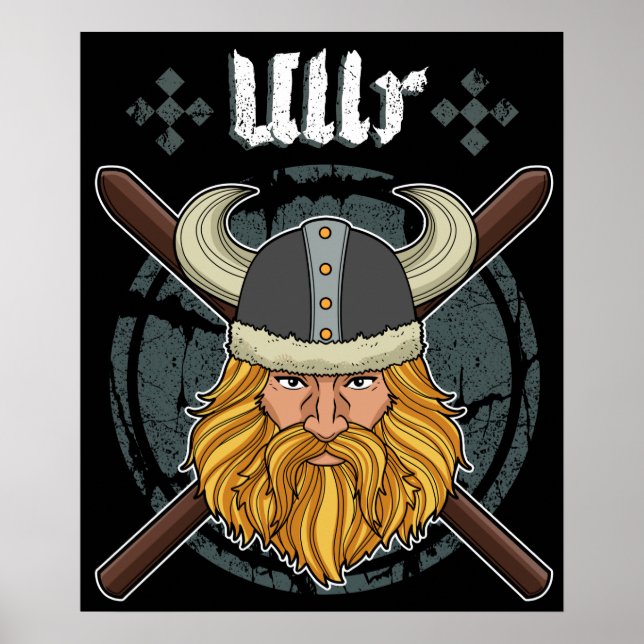 Póster Ullr Ski Winter Deportes Regalos Esquiando Viking  (Frente)