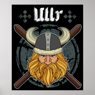 Póster Ullr Ski Winter Deportes Regalos Esquiando Viking 